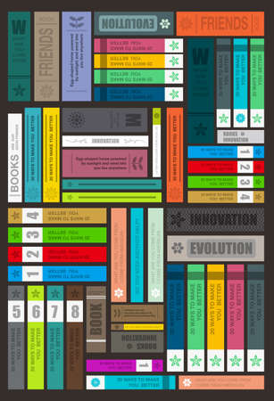 Many books on the bookshelf vector illustrationのイラスト素材