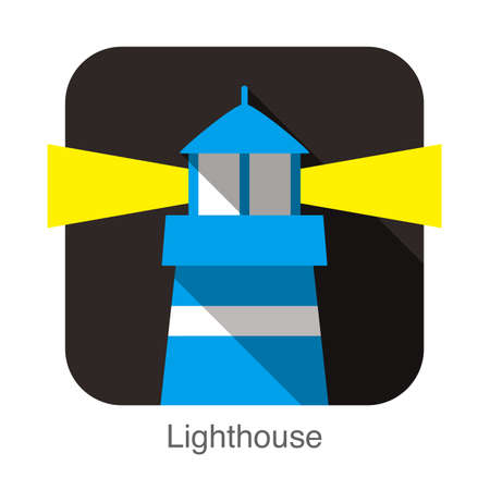 Blue lighthouse flat icon design vector illustrationのイラスト素材