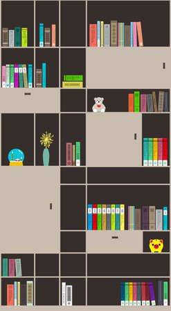 Many books on the bookshelf vector illustrationのイラスト素材