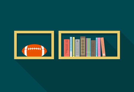 many books on the bookshelf vector illustrationのイラスト素材