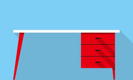 Single Desk with drawer flat icon design, Blue color background, light and shadow.のイラスト素材