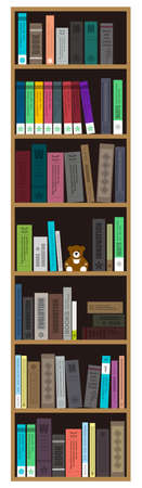 many books on the bookshelf vector illustrationのイラスト素材