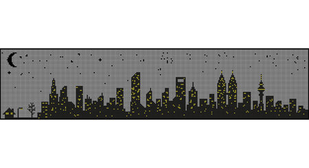 LED silhouette city night, skyline, cityscape vectorのイラスト素材