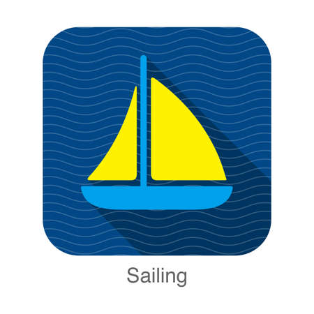 simple sailing flat icon on the sea, vectorのイラスト素材