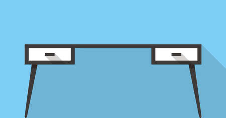 Single Desk with drawer flat icon design, Blue color background, light and shadow.のイラスト素材