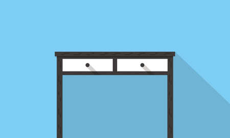 Single Desk with drawer flat icon design, Blue color background, light and shadow.のイラスト素材