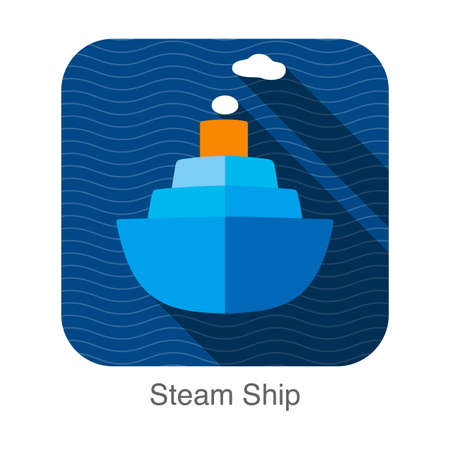 simple steam ship flat icon, vector illustrationのイラスト素材