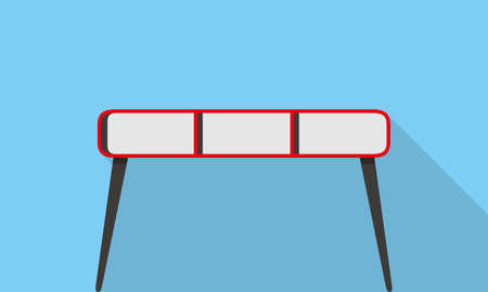 Single Desk with drawer flat icon design, Blue color background, light and shadow.のイラスト素材