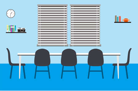 Big meeting room with big table, chairs, vector illustrationのイラスト素材