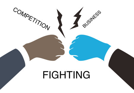 Two businessman fighting with fists vector illustrationのイラスト素材