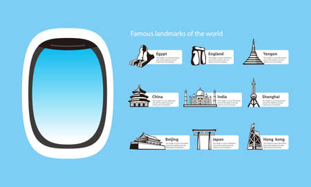 Travel concept, landmarks of the world, vector illustrationのイラスト素材