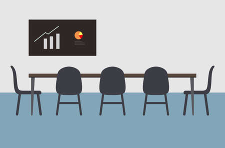 Big meeting room with big table, chairs, vector illustrationのイラスト素材