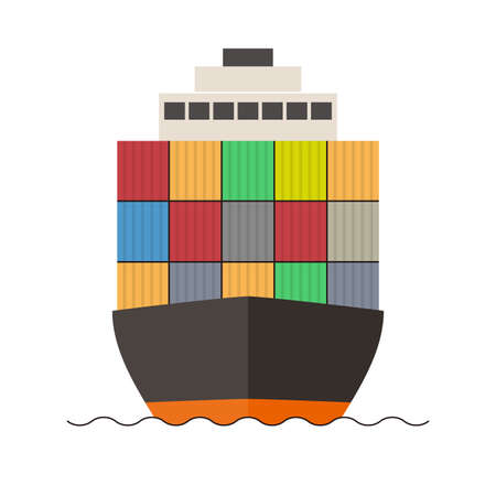 Cargo ship flat icon design vector illustrationのイラスト素材