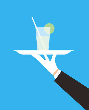 Waiter holding a fruit drinkのイラスト素材