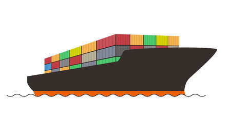 Cargo ship flat icon design vector illustrationのイラスト素材