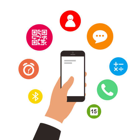 Businessman holding the smart phone vector illustrationのイラスト素材
