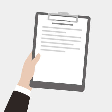 Businessman holding the paper folder, vector illustrationのイラスト素材