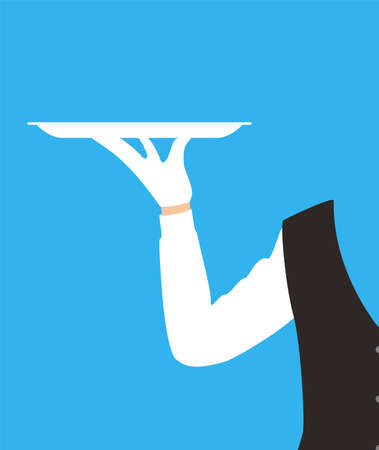 Waiter holding an empty tray, conceptのイラスト素材
