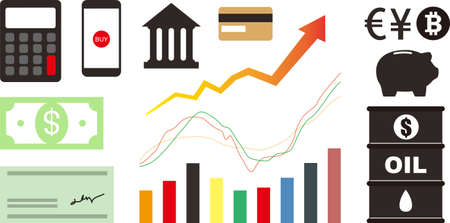 Finance icon set, such as money and bank icons, vectorのイラスト素材