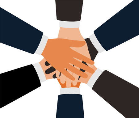 Businessman putting hands together, teamwork concept, vector illustrationのイラスト素材
