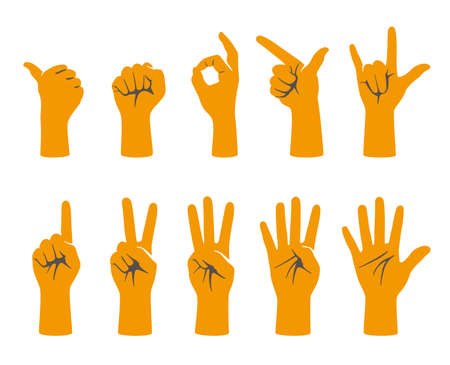 Hand gesticulate symbol set, vector illustrationのイラスト素材