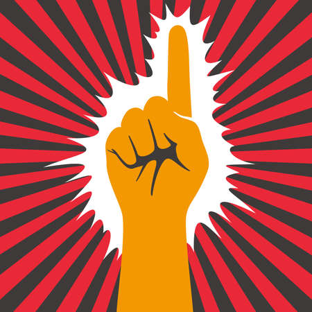 Hand gesticulate symbol, hand showing the number one, vector illustrationのイラスト素材