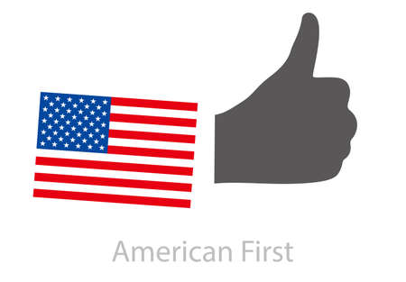 Man thumbs up, Okay, Good flat design, American firstのイラスト素材