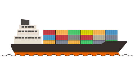 Cargo ship flat icon design vector illustrationのイラスト素材
