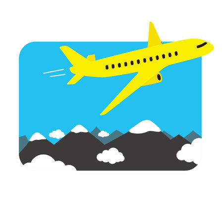 The private plane fly over the mountain, vector illustrationのイラスト素材