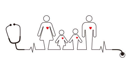Stethoscope connecting the family with heart, vector illustrationのイラスト素材