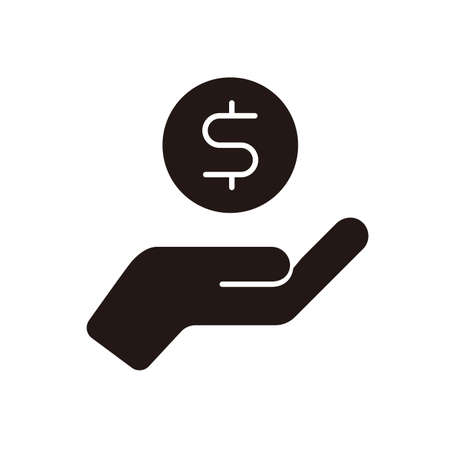 Hand holding coins vector iconのイラスト素材