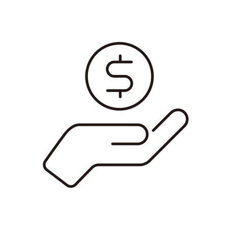 Hand holding coins vector iconのイラスト素材