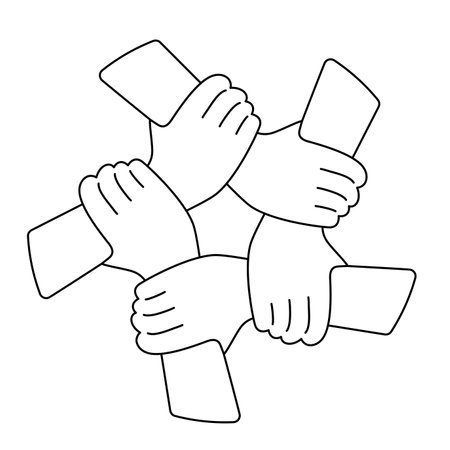 Five man shaking handsのイラスト素材