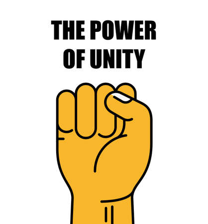 fist raise up, the power of unityのイラスト素材