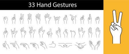hand gesture icon set, vector illustrationのイラスト素材