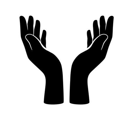 Two hands holding something. vector illustrationのイラスト素材