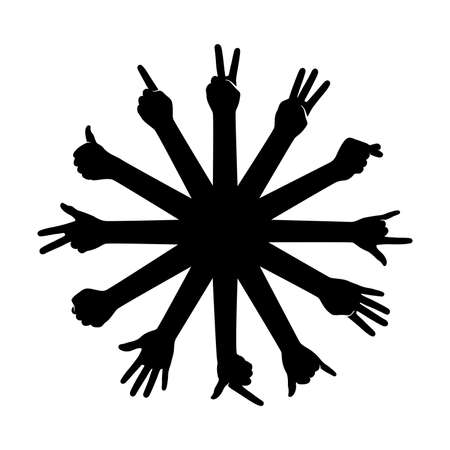Gand gesture symbol set in a circle, vector illustrationのイラスト素材