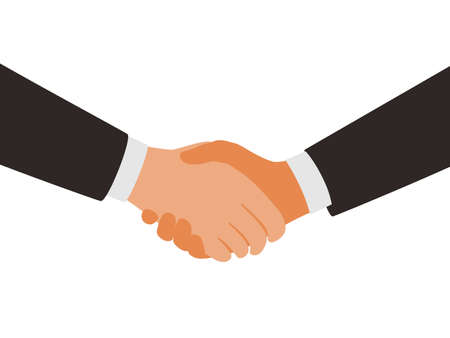 Businessmen shaking hands, white background, vector illustrationのイラスト素材
