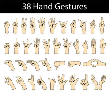 hand gesture icon set, vector illustrationのイラスト素材