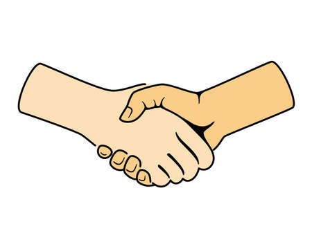 Shaking hands, white background, vector illustrationのイラスト素材