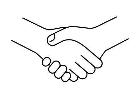 Shaking hands, white background, vector illustrationのイラスト素材