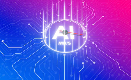 Speed instrument, circuit board, Artificial intelligence of digital human. vector illustrationの写真素材