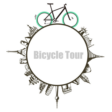 Modern City and Country, Touring Bike, vector illustrationのイラスト素材