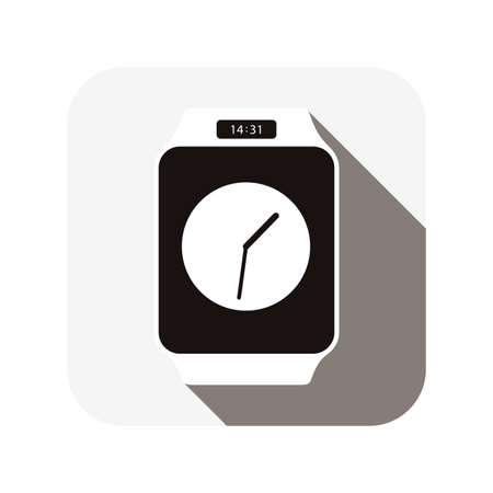 Smart watch with time clock on screen, vector illustrationのイラスト素材