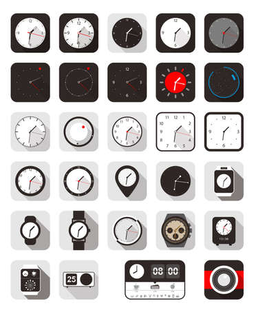 Time clock watch icon set, vectorのイラスト素材