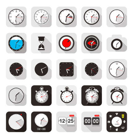 Time clock watch icon set, vectorのイラスト素材