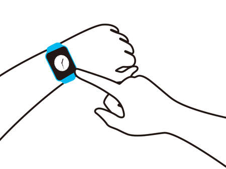 Man wearing fashion smart watch, vector illustrationのイラスト素材