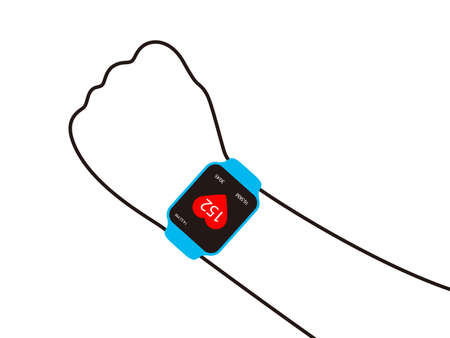Fashion smart watch with hand, flat vectorのイラスト素材