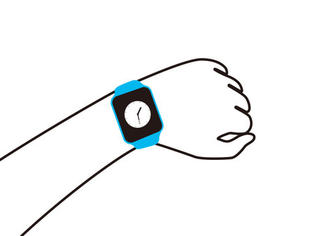 Man wearing fashion smart watch, vector illustrationのイラスト素材