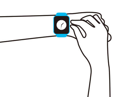 Man wearing fashion smart watch, vector illustrationのイラスト素材